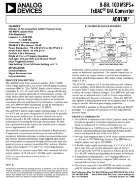 AD9708. 8-Bit, 100 MSPS+ TxDAC® D/A Converter