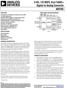 AD9709. 8-Bit, 125 MSPS Dual TxDAC+ Digital-to-Analog Converter