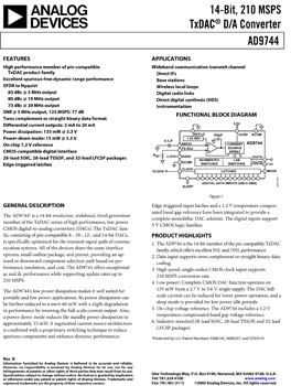 AD9744. 14-Bit, 210 MSPS TxDAC(r) D/A Converter