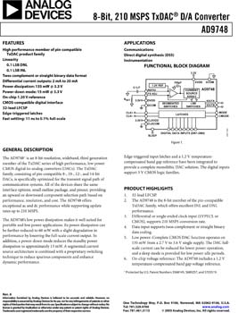 AD9748. 8-Bit, 210 MSPS TxDAC(r) D/A Converter 