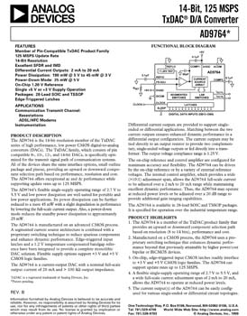 AD9764. 14-Bit, 100 MSPS+ TxDAC(r) D/A Converter