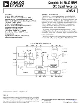 AD9824. Complete 14-Bit 30 MSPS CCD Signal Processor