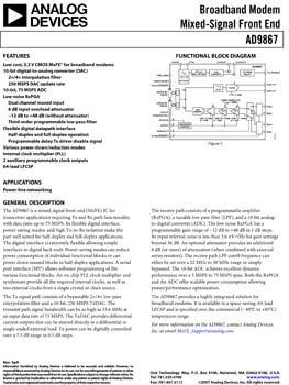AD9867. Broadband Modem Mixed-Signal Front End