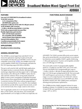 AD9868. Broadband Modem Mixed-Signal Front End