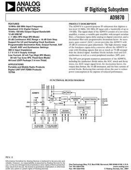 AD9870. IF Digitizing Subsystem