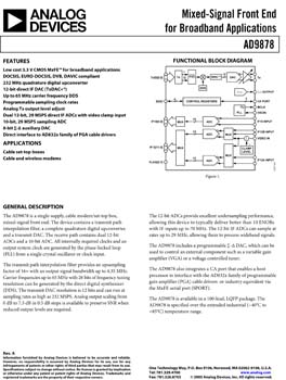 AD9878. Low Cost, 3.3 V, CMOS Mixed Signal Front End (MxFE®) for Broadband Applications