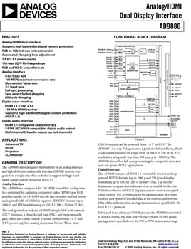 AD9880. Analog/HDMI™ Dual Display Interface