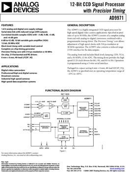 AD9971. 12-Bit CCD Signal Processor with Precision Timing