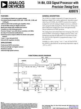 AD9979. 14-Bit, CCD Signal Processor with Precision Timing(tm) Core