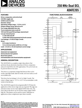 ADATE205. 250 MHz Dual DCL 