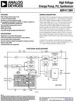 ADF4113HV. High Voltage Charge Pump, PLL Synthesizer