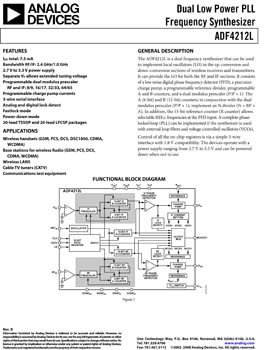 ADF4212L. Dual Power PLL Frequency Synthesizer