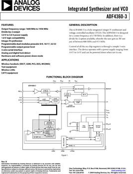 ADF4360-3. Integrated Integer-N Synthesizer and VCO - Output Frequency 1600 to 1950