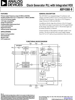 ADF4360-9. Clock Generator PLL with Integrated VCO