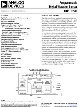 ADIS16220. Programmable Digital Vibration Sensor