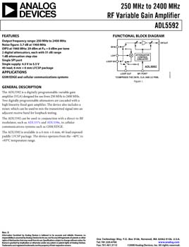 ADL5592. 250 MHz to 2400 MHz RF Variable Gain Amplifier