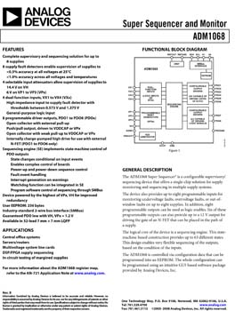 ADM1068. Compact Multi- Voltage Sequencer and Supervisor