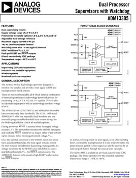 ADM13305. Dual Processor Supervisors with Watchdog