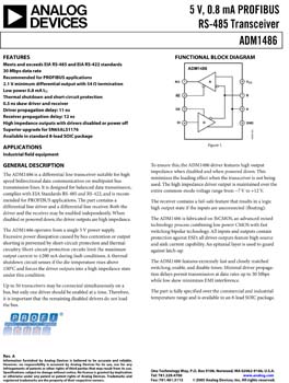 ADM1486. +5 V Low Power RS-485 PROFIBUS Transceiver