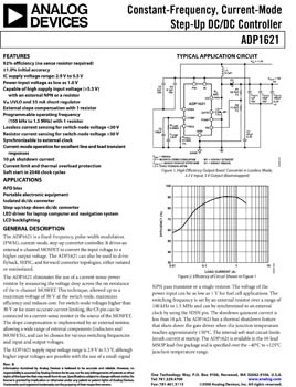 ADP1621. Constant-Frequency, Current-Mode Step-Up DC/DC Controller