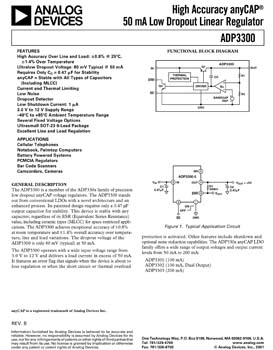 ADP3300. High Accuracy anyCAP(r) 50 mA Low Dropout Linear Regulator