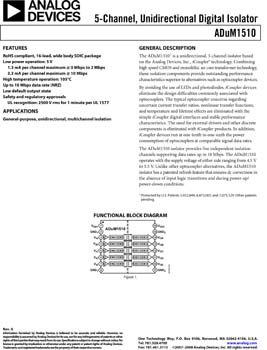 ADUM1510. 5-Channel, Unidirectional Digital Isolator