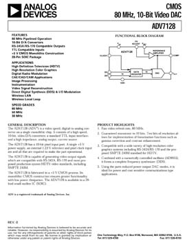 ADV7128. CMOS 80 MHz, 10-Bit Video DAC