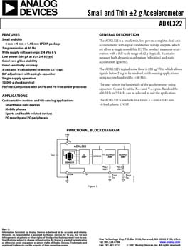 ADXL322. Small and Thin ± 2g Accelerometer