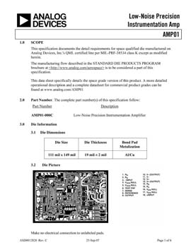 AMP01S. Aerospace Low-Noise Precision Instrumentation Amplifier